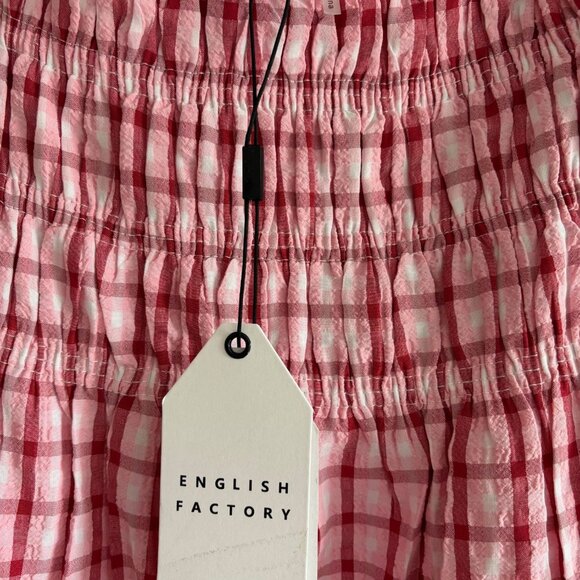 NWT English Factory Red & White Check Smocked Maxi Skirt Size Large - Picture 3 of 4
